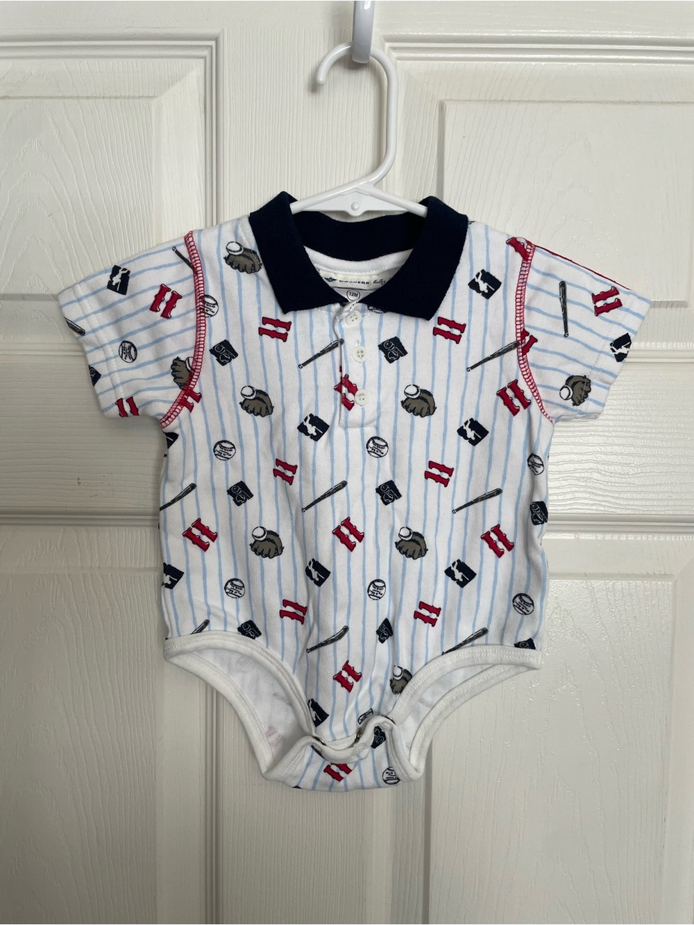 Dockers Baby 9-13 Months Navy & White Baseball Polo One-Piece Kids 100% Cotton